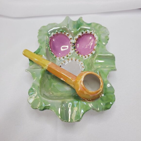 VTG German Porcelain Pipe Holder & Ashtray Trinket Dish Tobacciana Men's Gift - Picture 11 of 13
